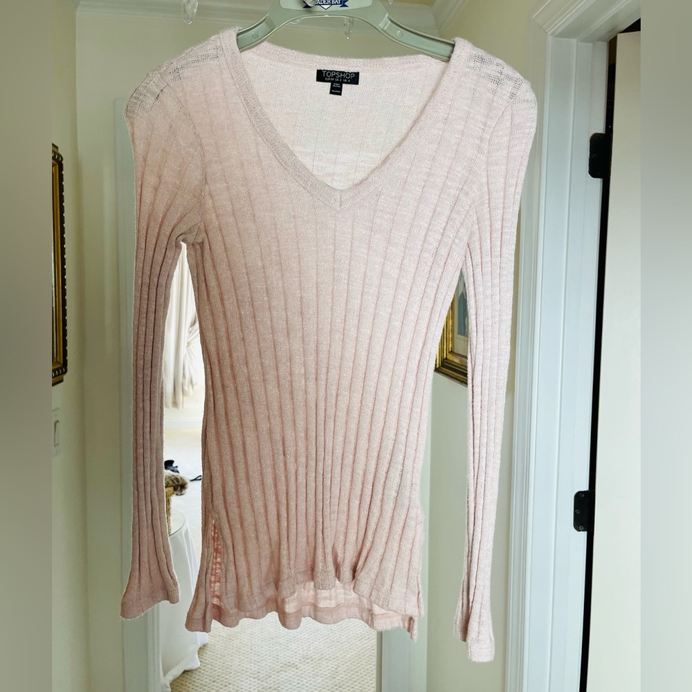 Pink TOPSHOP Long Sleeve Knit Shirt